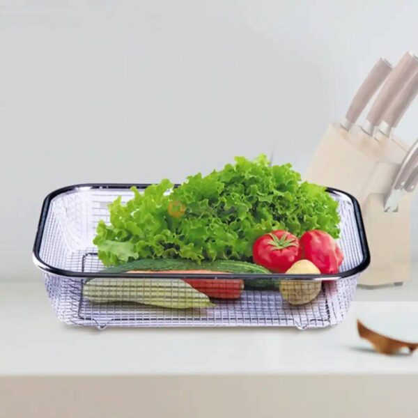 PASSOIRE CUISINE GRILLAGE INOX RECTANGLE GM 22X30 KITCHEN