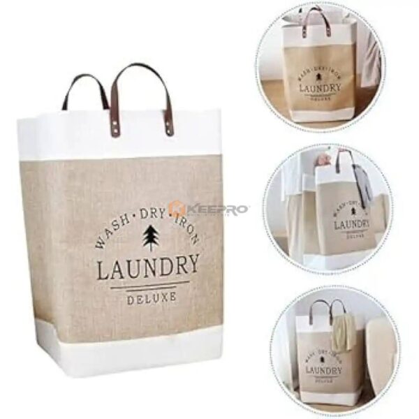 PORTE LINGE TISSU CARRE PLIANT P/ CUIR 28X40X55 LAUNDRY 921-6 BND