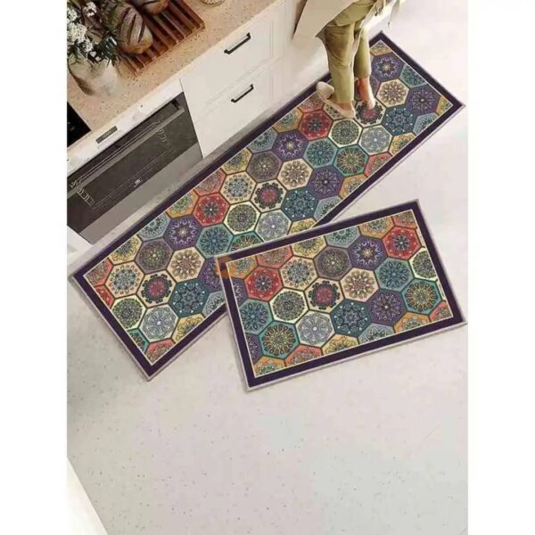 TAPIS CUISINE / DOUCHE SILICONE 2PCS RECTANGLE 45X140 + 45X70 DECORE / ZELLIJ BND