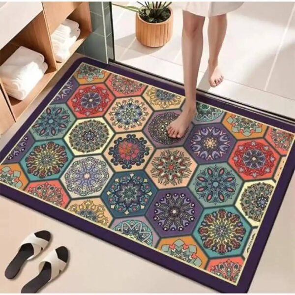 TAPIS DOUCHE SILICONE 38X58 / 43X66 PM RECTANGLE DECORE ZELLIJ BND /YOLAW