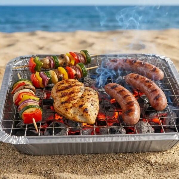 BARBECUE BASE ALUM JETABLE 25X32 + 1.2KG CHARBON COMPRESSEE FENIX FAPCOM