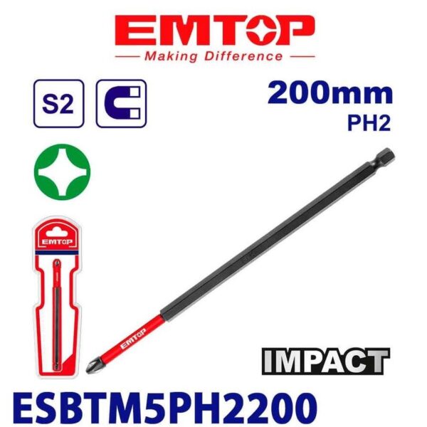 EMBOUT 4 COIN PH2X200MM NOIR ESBTM5PH2200 EMTOP