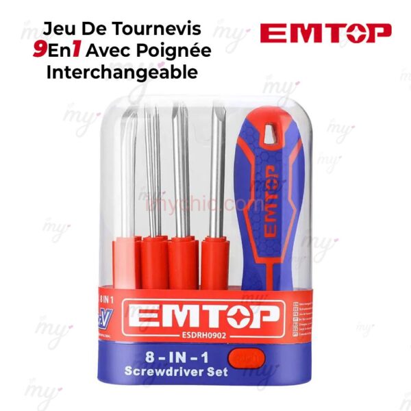 JEU TOURNEVIS 9PCS ESDRH0902 EMTOP
