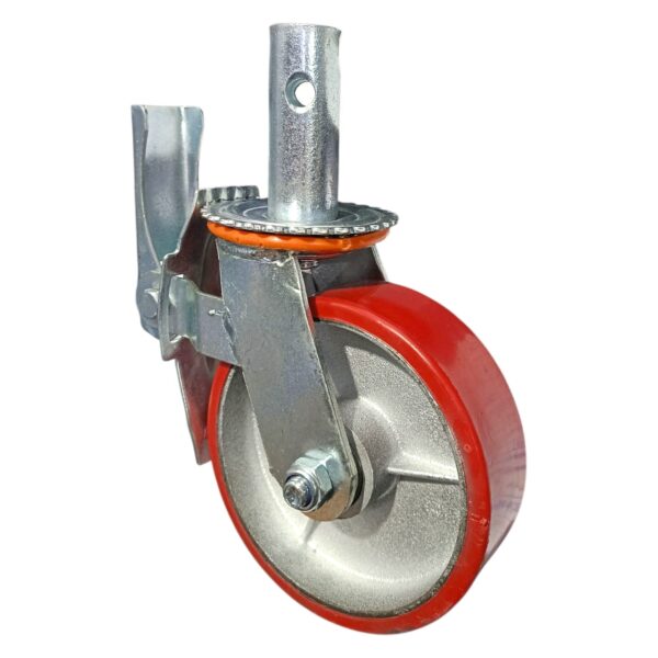 ROUE ECHAFAUDAGE 150 ROUGE FREIN TIGE PLEIN