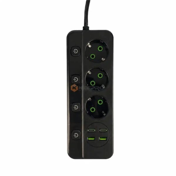 MULTIPRISE 2M 3P+ 2 USB +2 TYPE C + 4 INT NOIR POWER SOCKET