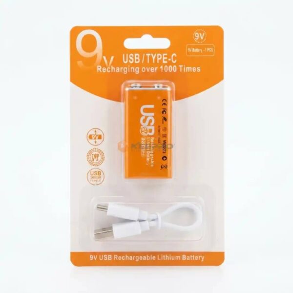 PILE RECHARGABLE 9V TYPE-C USB 1PCS