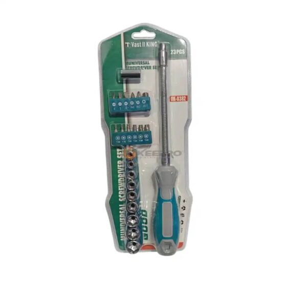 JEU TOURNEVIS CLIQUET 23PCS FLEXIBLE PLAQ VK-8382 VAST KING
