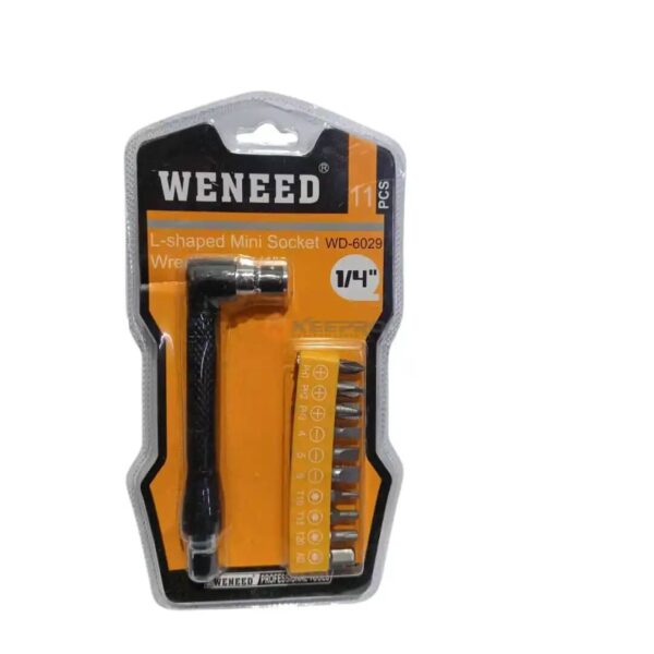 PORTE EMBOUT COUDEE + 10 EMBOUTS 11PCS WD-6029 WENEED