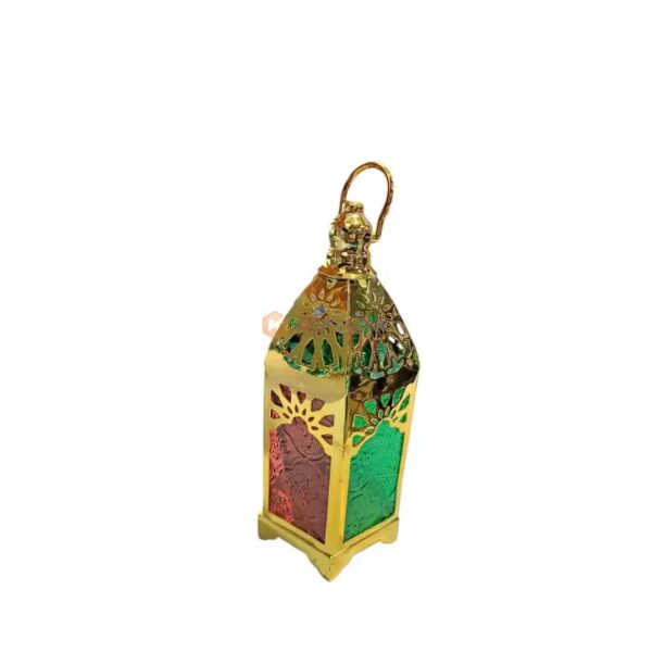 QUINKI FANOUS RAMADAN MOSQUE METAL DORE +VERRE COULEUR WDY871 LED LANTERN FLASHLIGHT