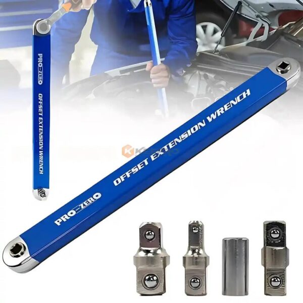 BRAS DOUILLE CLIQUET 3EN1 -1/4"+3/8"+1/2"- 350 CHROME DEMONTABLE OFFSET EXTENSION WRENCH