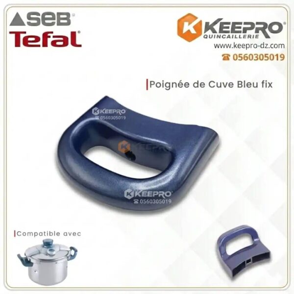 POIGNE COCOTTE CLIPSO SEB FIXE 01 TROU PLAT BLEU