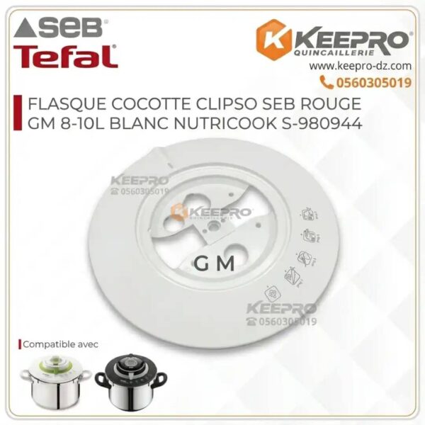 FLASQUE COCOTTE CLIPSO SEB ROUGE GM 8-10L BLANC NUTRICOOK S-980944