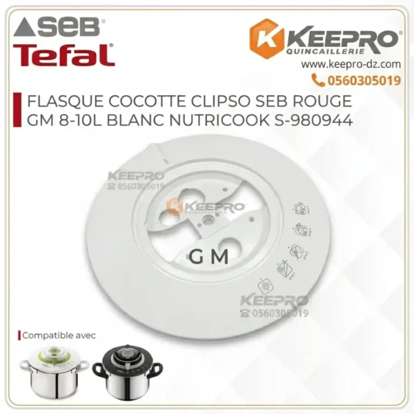 FLASQUE COCOTTE CLIPSO SEB ROUGE GM 8-10L BLANC NUTRICOOK S-980944