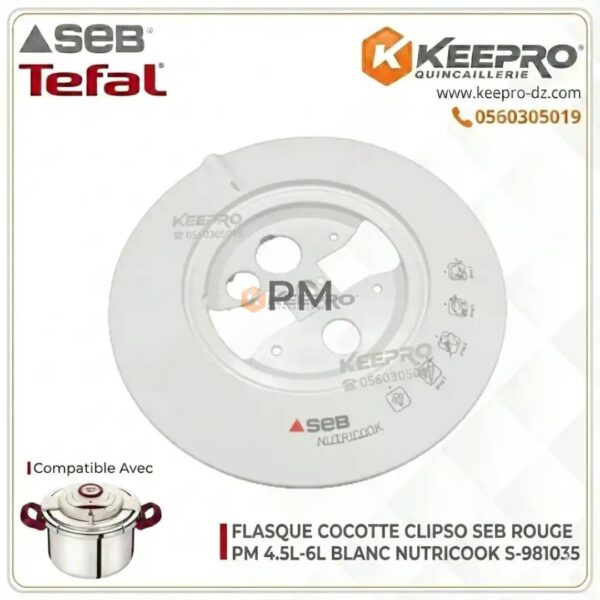 FLASQUE COCOTTE CLIPSO SEB ROUGE PM 4.5L-6L BLANC NUTRICOOK S-981035
