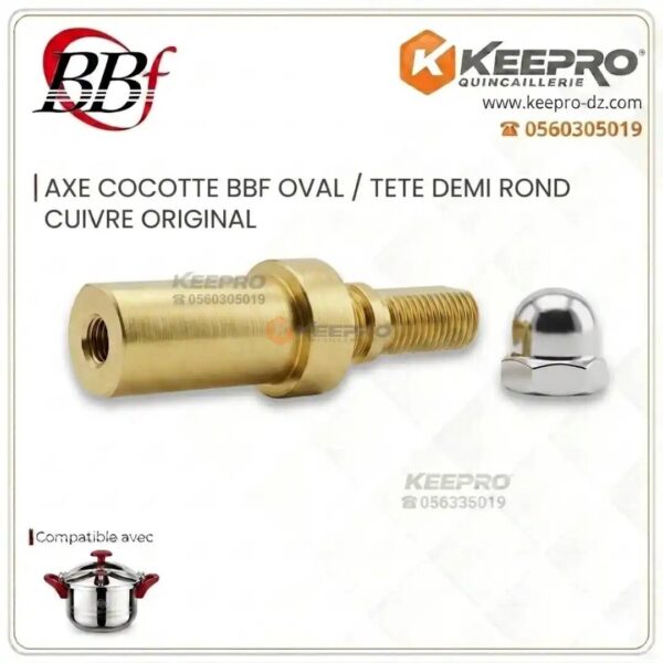 AXE COCOTTE BBF AXE OVAL/ TETE DEMI ROND CUIVRE ORIGINAL