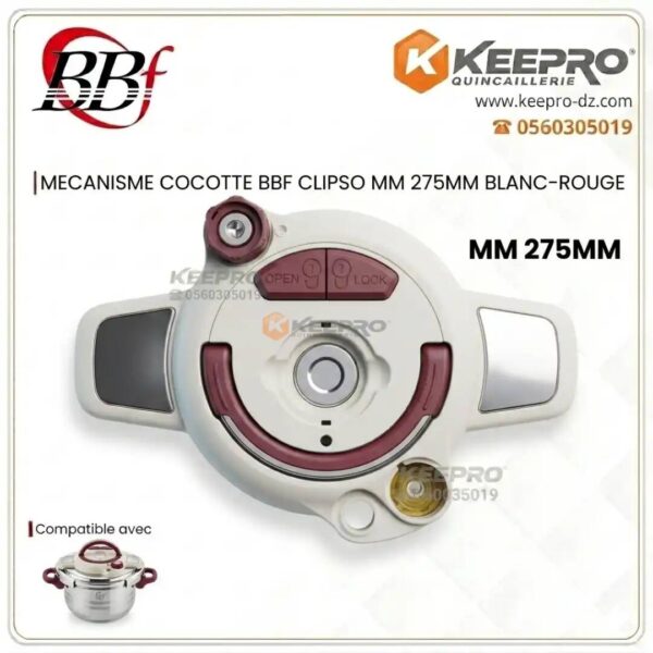 MECANISME COCOTTE BBF CLIPSO MM 275MM BLANC-ROUGE