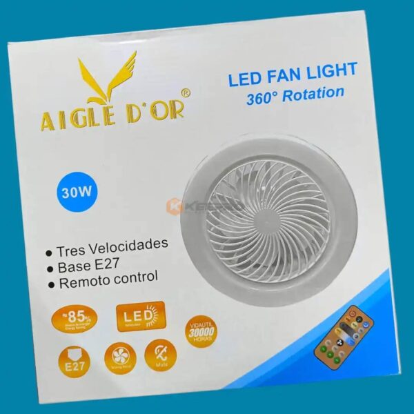 LAMPE LED BLANC 30W + VENTILO 360° GM  STARMOON /AIGLE D'OR
